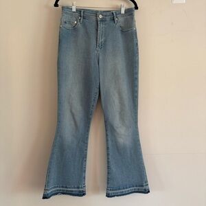 Jazmin Chebar Flare Jeans Light Wash High Rise Stretch Denim